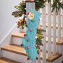 Personalised Blue Fairtrade Knit Pom Pom Stocking, thumbnail 1 of 4