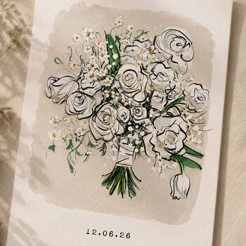 Personalised Wedding Bouquet Portrait, 4 of 8
