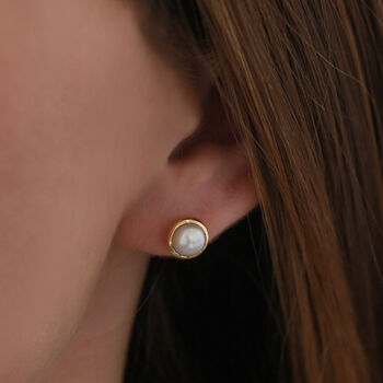 Pearl Stud Earrings In Silver Or Gold Vermeil Plated, 3 of 5