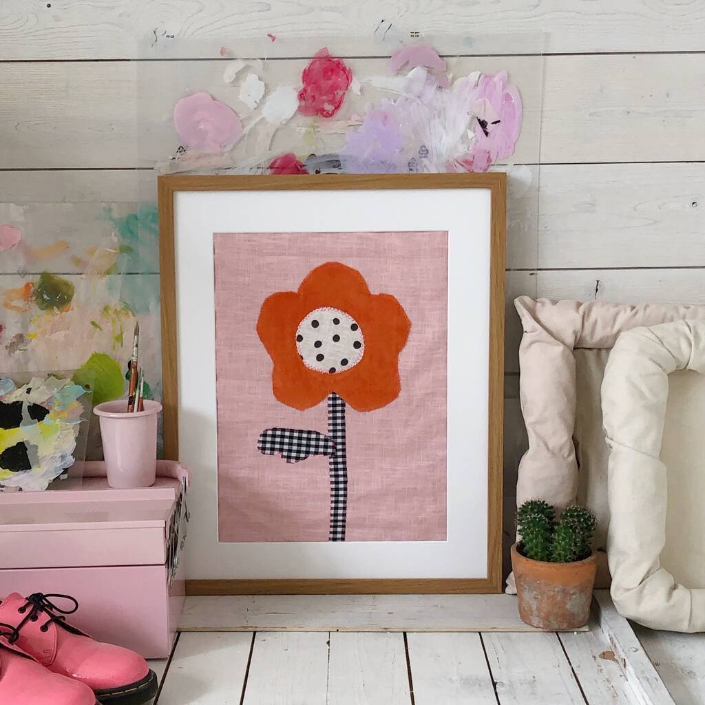 Flower Fabric Wall Hanging Floral Textile Art By Kelly Connor Designs