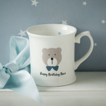 Personalised Happy Birthday Bear Child's Bone China Mug, 2 of 3