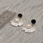 Pearl, Raw Black Onyx Sterling Silver Earrings, thumbnail 3 of 6