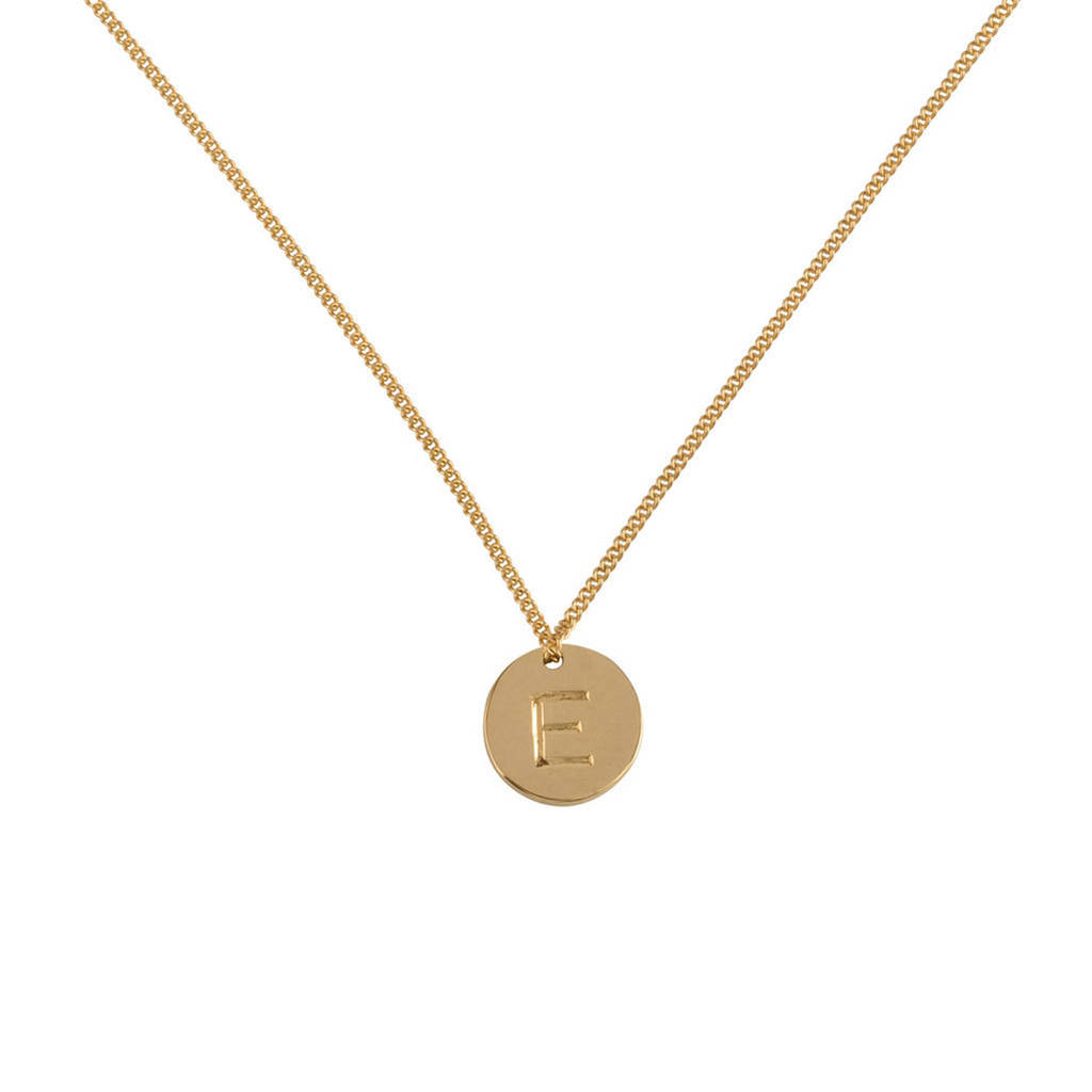 double sided solid gold disc initial necklace by lindsay pearson