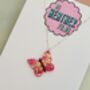 Pink Butterfly Glitter Charm Necklace / Garden Party Gift / Cute Nature Jewellery / Handmade Accessories, thumbnail 2 of 7