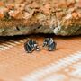 Sterling Silver Oxidised Origami Elephant Studs, thumbnail 1 of 3