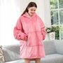 Pink Oversized Plush Hoodie Wearable Blanket, thumbnail 1 of 3