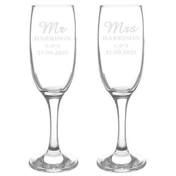 Personalised Mr And Mrs Pair Of Flutes, 2 of 3