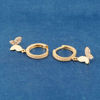 Gold Butterfly Hoop Earrings, 5 of 7