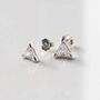 Sterling Silver Cubic Zirconia Triangle Stud Earrings, thumbnail 4 of 5