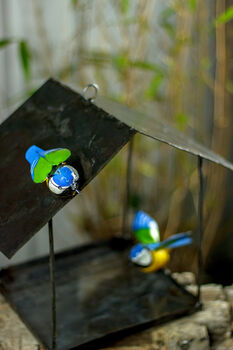 Blue Tit Hanging Bird House Recycled Metal, 4 of 5