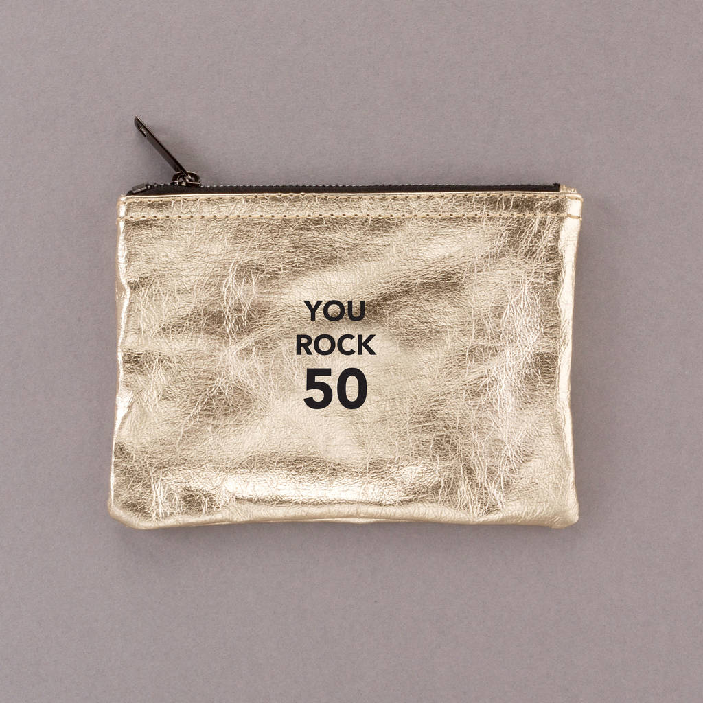 'You Rock 50' Zipper Pouch Bag 50th Birthday Gift By Scissor Monkeys