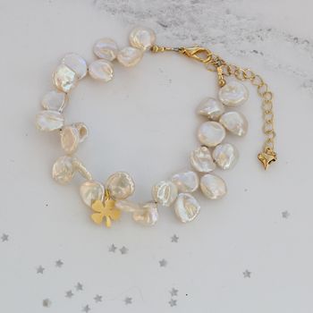 White Keshi Pearl Bracelet With Good Luck Charm, 6 of 12