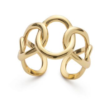 14 K Gold Plated Silver Chain Link Ring, 2 of 6