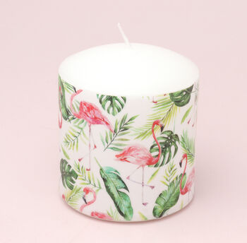 G Decor Tropical Flamingo Floral Retro Pillar Candle, 4 of 5