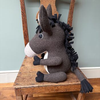 Pure Wool Donkey Soft Toy Large Handmade And Personalised, 4 of 7