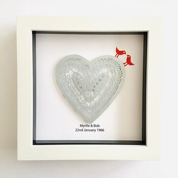 60th Wedding Anniversary Framed Heart Paper Cut, 3 of 6