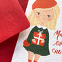 Personalised Little Girl Christmas Greetings Card, thumbnail 1 of 7