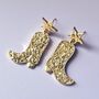 Glitter Cowboy Boot Earrings With Star Studs, thumbnail 1 of 4