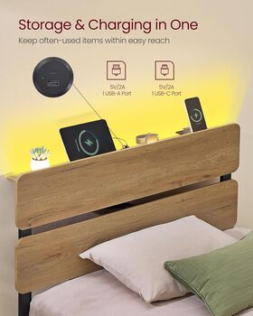 LED Metal Bed Frame With Charging Ports, 5 of 7