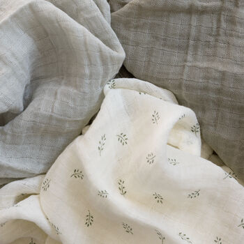 3pcs Muslin, Sophora Leaves, Mist Green, 2 of 3