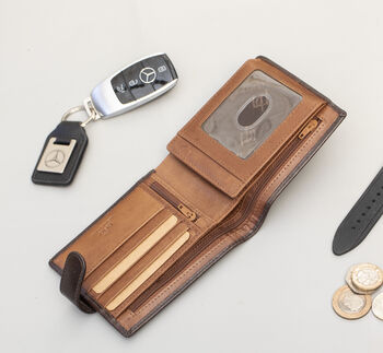 Personalised Dark Brown And Tan Leather Wallet Rfid, 8 of 8