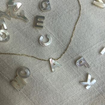 9ct Gold And Mother Of Pearl Initial Charm Necklace, 6 of 7