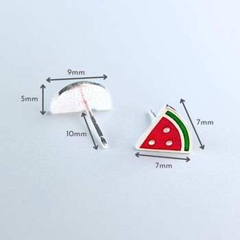 Sterling Silver Watermelon Stud Earrings, 3 of 6