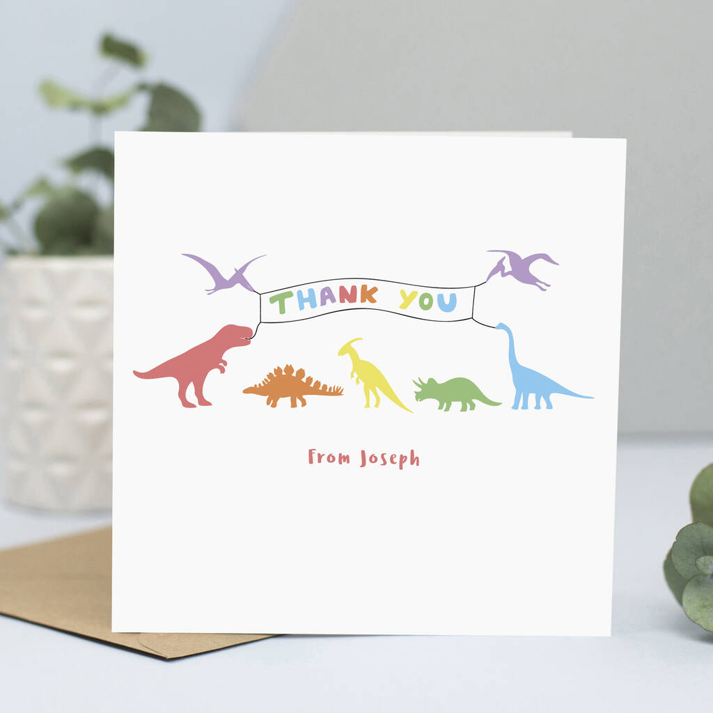 Personalised Thank You Cards With Dinosaurs By Lizzie Chancellor