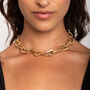 Wave Link Statement Gold Chain Necklace In 18 K Gold Plate, thumbnail 1 of 6