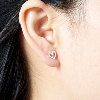 Silver Heart Stud Earrings, 5 of 8