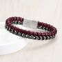 Personalised Woven Leather And Stainless Steel Bracelet, thumbnail 2 of 9