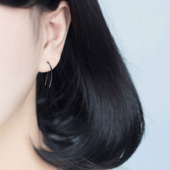 Sterling Silver Ear Climber Hook Earrings, 2 of 6