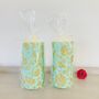 Floral Pillar Candle ~ Turquoise /Gold, thumbnail 5 of 5