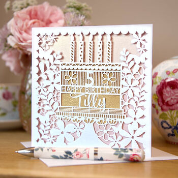 Personalised Floral Birthday Cake Card By Sas Creative ...