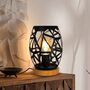 Black Metal Wooden Based Table Lamp, thumbnail 1 of 6