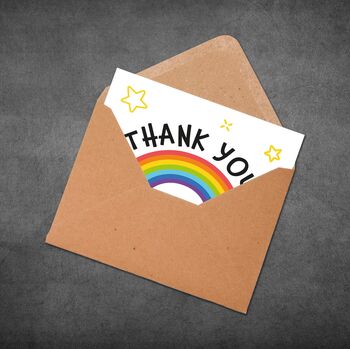 Thank You Sen Card – Rainbow Design For Keyworkers, 3 of 8