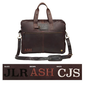Personalised Leather Classic Holdall In Brown Or Black, 10 of 12