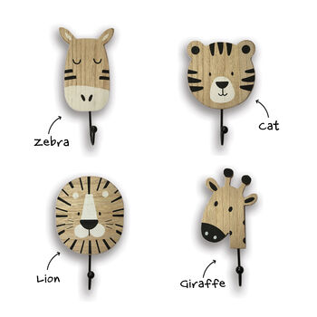 Animal Face Wooden Coat Wall Hook, 3 of 5