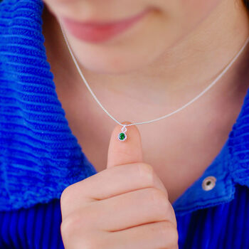Girl's Sterling Silver Mini Birthstone Charm Necklace, 2 of 9