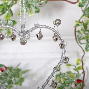 Silver Jingle Bell Heart Hanging Decoration, 3 of 3