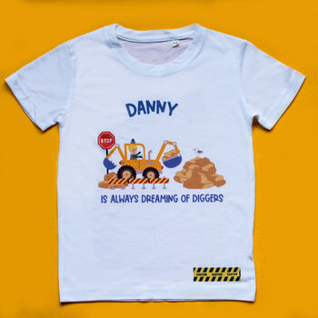 Kids Personalised Message Digger T Shirt, 3 of 5