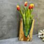 26cm V Shaped Molten Glass Vase On Teak Root – Handmade Wooden, thumbnail 2 of 12