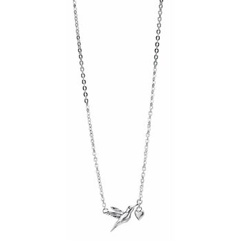 Sterling Silver Hummingbird And Heart Charm Necklace, 2 of 2