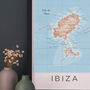 Framed And Personalised Ibiza Map Print, thumbnail 3 of 7