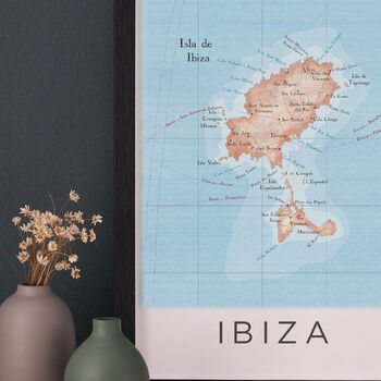 Framed And Personalised Ibiza Map Print, 3 of 7