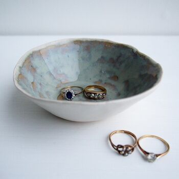 Handmade Blue Brown Decorative Ceramic Ring Dish, 8 of 10