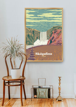 Skogafoss Iceland Travel Poster Art Print, 3 of 8