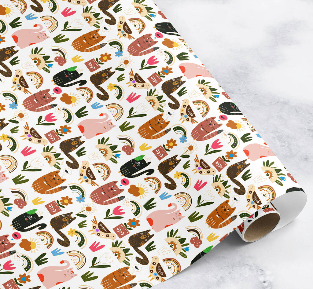 Cats Wrapping Paper Roll Or Folded Animal V2