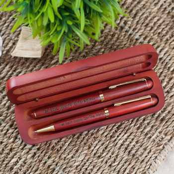 Personalised Wooden Pens Gift Set In Box, 2 of 4