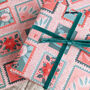Midcentury Stamps Christmas Wrapping Paper, thumbnail 3 of 3